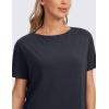 imageCRZ YOGA Womens Pima Cotton Short Sleeve Shirts Boat Neck Loose Fit Gym Workout TShirt Athletic Casual TopsNavy