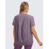 imageCRZ YOGA Womens Pima Cotton Short Sleeve Shirts Boat Neck Loose Fit Gym Workout TShirt Athletic Casual TopsPurple Gray