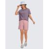 imageCRZ YOGA Womens Pima Cotton Short Sleeve Shirts Boat Neck Loose Fit Gym Workout TShirt Athletic Casual TopsPurple Gray
