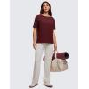 imageCRZ YOGA Womens Pima Cotton Short Sleeve Shirts Boat Neck Loose Fit Gym Workout TShirt Athletic Casual TopsRed Merlot