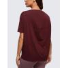 imageCRZ YOGA Womens Pima Cotton Short Sleeve Shirts Boat Neck Loose Fit Gym Workout TShirt Athletic Casual TopsRed Merlot