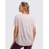 imageCRZ YOGA Womens Pima Cotton Short Sleeve Shirts Boat Neck Loose Fit Gym Workout TShirt Athletic Casual TopsSmoky Blush