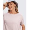 imageCRZ YOGA Womens Pima Cotton Short Sleeve Shirts Boat Neck Loose Fit Gym Workout TShirt Athletic Casual TopsSmoky Blush