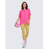 imageCRZ YOGA Womens Pima Cotton Short Sleeve Shirts Boat Neck Loose Fit Gym Workout TShirt Athletic Casual TopsSonic Pink