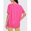 imageCRZ YOGA Womens Pima Cotton Short Sleeve Shirts Boat Neck Loose Fit Gym Workout TShirt Athletic Casual TopsSonic Pink