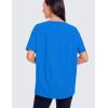 imageCRZ YOGA Womens Pima Cotton Short Sleeve Shirts Boat Neck Loose Fit Gym Workout TShirt Athletic Casual TopsSparkle Blue