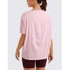 imageCRZ YOGA Womens Pima Cotton Short Sleeve Shirts Boat Neck Loose Fit Gym Workout TShirt Athletic Casual TopsStrawberry Pink