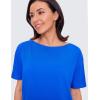 imageCRZ YOGA Womens Pima Cotton Short Sleeve Shirts Boat Neck Loose Fit Gym Workout TShirt Athletic Casual TopsStrong Blue