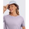 imageCRZ YOGA Womens Pima Cotton Short Sleeve Shirts Boat Neck Loose Fit Gym Workout TShirt Athletic Casual TopsTinsel Purple