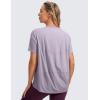 imageCRZ YOGA Womens Pima Cotton Short Sleeve Shirts Boat Neck Loose Fit Gym Workout TShirt Athletic Casual TopsTinsel Purple
