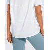 imageCRZ YOGA Womens Pima Cotton Short Sleeve Shirts Boat Neck Loose Fit Gym Workout TShirt Athletic Casual TopsWhite