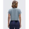 imageCRZ YOGA Womens Pima Cotton Workout Short Sleeve Shirts Loose Athletic Crop Tops Gym Casual Cropped TShirtBelgian Blue
