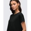 imageCRZ YOGA Womens Pima Cotton Workout Short Sleeve Shirts Loose Athletic Crop Tops Gym Casual Cropped TShirtBlack