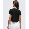 imageCRZ YOGA Womens Pima Cotton Workout Short Sleeve Shirts Loose Athletic Crop Tops Gym Casual Cropped TShirtBlack