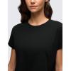 imageCRZ YOGA Womens Pima Cotton Workout Short Sleeve Shirts Loose Athletic Crop Tops Gym Casual Cropped TShirtBlack