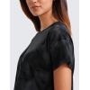 imageCRZ YOGA Womens Pima Cotton Workout Short Sleeve Shirts Loose Athletic Crop Tops Gym Casual Cropped TShirtBlack Tie Dye Flowers