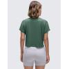imageCRZ YOGA Womens Pima Cotton Workout Short Sleeve Shirts Loose Athletic Crop Tops Gym Casual Cropped TShirtGraphite Green