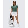 imageCRZ YOGA Womens Pima Cotton Workout Short Sleeve Shirts Loose Athletic Crop Tops Gym Casual Cropped TShirtGraphite Green