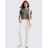imageCRZ YOGA Womens Pima Cotton Workout Short Sleeve Shirts Loose Athletic Crop Tops Gym Casual Cropped TShirtGrey Sage