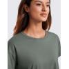 imageCRZ YOGA Womens Pima Cotton Workout Short Sleeve Shirts Loose Athletic Crop Tops Gym Casual Cropped TShirtGrey Sage