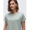 imageCRZ YOGA Womens Pima Cotton Workout Short Sleeve Shirts Loose Athletic Crop Tops Gym Casual Cropped TShirtJade Grey