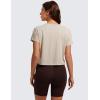 imageCRZ YOGA Womens Pima Cotton Workout Short Sleeve Shirts Loose Athletic Crop Tops Gym Casual Cropped TShirtMojave Tan