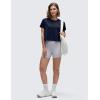 imageCRZ YOGA Womens Pima Cotton Workout Short Sleeve Shirts Loose Athletic Crop Tops Gym Casual Cropped TShirtNavy