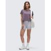 imageCRZ YOGA Womens Pima Cotton Workout Short Sleeve Shirts Loose Athletic Crop Tops Gym Casual Cropped TShirtPurple Gray
