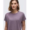 imageCRZ YOGA Womens Pima Cotton Workout Short Sleeve Shirts Loose Athletic Crop Tops Gym Casual Cropped TShirtPurple Gray