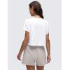 imageCRZ YOGA Womens Pima Cotton Workout Short Sleeve Shirts Loose Athletic Crop Tops Gym Casual Cropped TShirtWhite