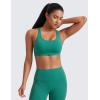 imageCRZ YOGA Womens Strappy Sports Bras Fitness Workout Padded Yoga Top Criss Cross Back CamiCascadia Green