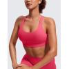 imageCRZ YOGA Womens Strappy Sports Bras Fitness Workout Padded Yoga Top Criss Cross Back CamiLip Gloss Pink