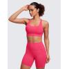 imageCRZ YOGA Womens Strappy Sports Bras Fitness Workout Padded Yoga Top Criss Cross Back CamiLip Gloss Pink