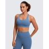 imageCRZ YOGA Womens Strappy Sports Bras Fitness Workout Padded Yoga Top Criss Cross Back CamiOasis Blue