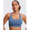 imageCRZ YOGA Womens Strappy Sports Bras Fitness Workout Padded Yoga Top Criss Cross Back CamiOasis Blue