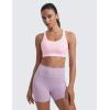 imageCRZ YOGA Womens Strappy Sports Bras Fitness Workout Padded Yoga Top Criss Cross Back CamiStrawberry Pink