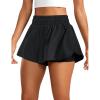 imageCRZ YOGA 2 in 1 Flowy Running Shorts for Women High Waisted Quick Dry for Athletic Gym Lounge Workout Cute Tennis SkirtsBlack
