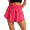 imageCRZ YOGA Athletic Shorts for Women High Waisted Flowy Ruffle Skirt Overlay for Workout Running Tennis with Zip PocketLip Gloss Pink