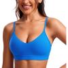 imageCRZ YOGA Butterluxe VNeck Sports Bras for Women  Adjustable Thin Straps Padded Yoga Top Basic Wireless CamisoleSparkle Blue