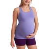 imageCRZ YOGA Butterluxe Womens Racerback Maternity Tank Tops Ruched Sleeveless Pregnancy Yoga Tee with Built in Bra Workout ShirtDark Lavender Purple
