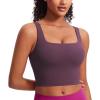 imageCRZ YOGA Butterluxe Womens Square Neck Longline Sports Bra  Workout Crop Tank Tops Padded Yoga Camisole with Built in PadsGrape Thistle Purple