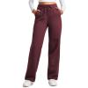 imageCRZ YOGA Cotton Fleece Lined Sweatpants Women 30quot Straight Leg Casual Lounge Sweat Pants for WomenDark Red