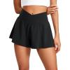imageCRZ YOGA Crossover Butterfly Athletic Shorts for Women 2 in 1 Flowy High Waisted for Tennis Running Workout with PocketsBlack