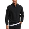 imageCRZ YOGA Fleece Lined Half Zip Sweatshirts for Men Mock Neck Pullover Sweat Shirts Casual Workout Daily SweatersBlack