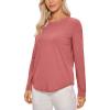 imageCRZ YOGA Pima Cotton Workout Long Sleeve Shirts for Women Athletic Crewneck Yoga Casual Tops Plain TShirtBriar Rose
