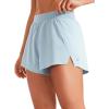 imageCRZ YOGA Running Shorts for Women High Waisted V Split for Gym Workout Athletic Track with Liner Breathable Quick DryBlue Linen