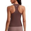 imageCRZ YOGA Seamless Womens Breathable Workout Tank Tops Racerback High Neck Sleeveless Running Athletic ShirtsTaupe