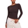 imageCRZ YOGA Softembrace Long Sleeve Shirts for Women Soft Crew Neck Fall Basic Tight Tops Fitted Casual Going Out TShirtsHot Fudge Brown