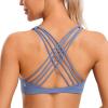 imageCRZ YOGA Strappy Sports Bras for Women  Criss Cross Back Wireless Padded Yoga Workout Cami TopCurtain Violet Ash