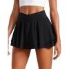 imageCRZ YOGA Tennis Skirts for Women Crossover High Waisted Ruffle Layered Workout Athletic Golf Skort with PocketsBlack